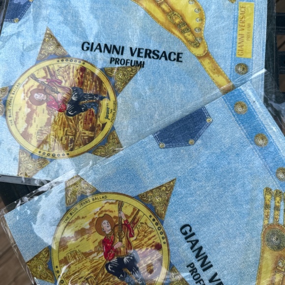Vintage 90’s Versace Jeans Blue Jeans Promo Fragrance Perfume cotton bandana - Picture 6 of 8